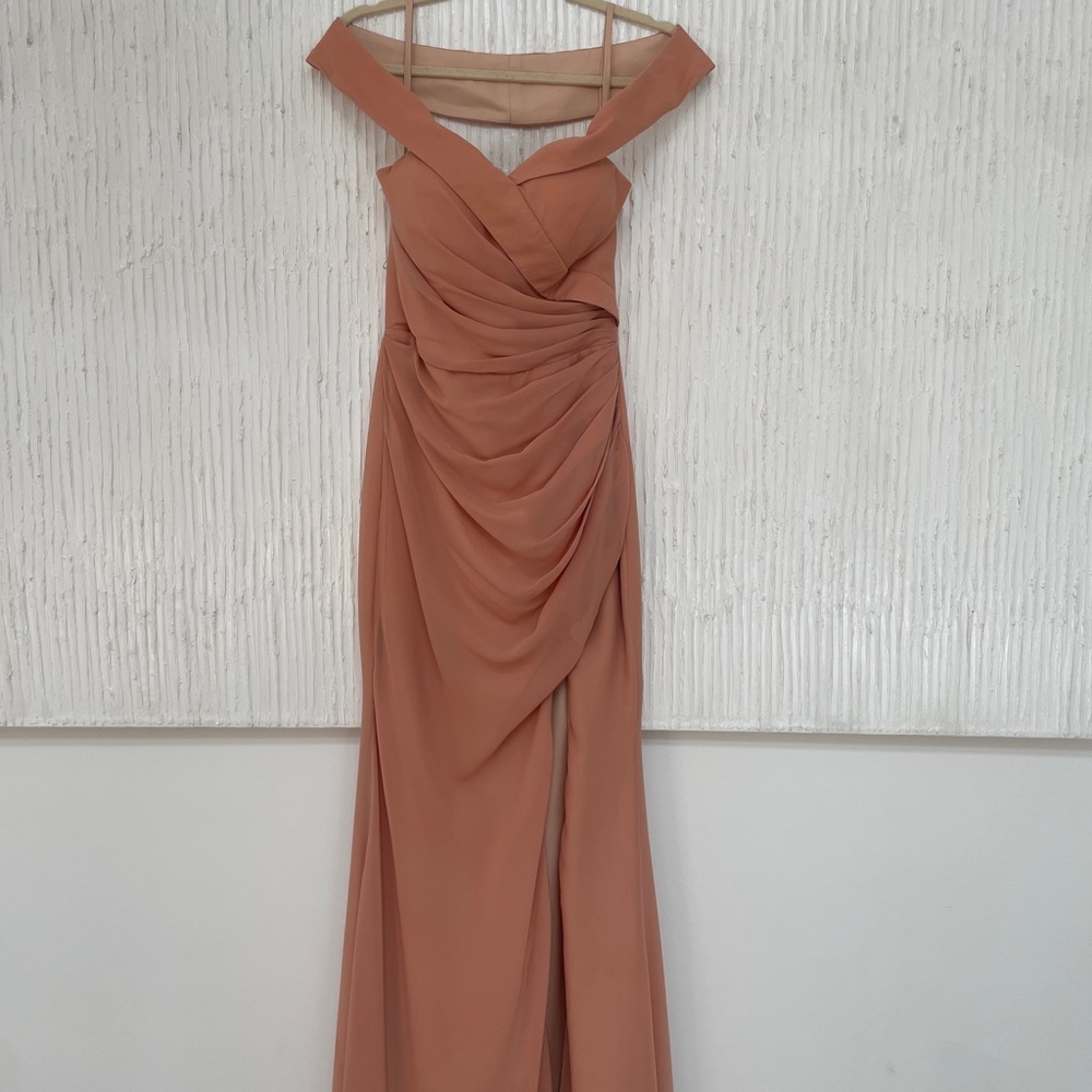 Elegant Off-Shoulder Rust Dress